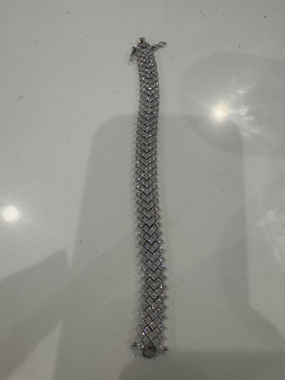 Elegant Silver Crystal Chevron Bracelet - Women's Sparkle Bracelet